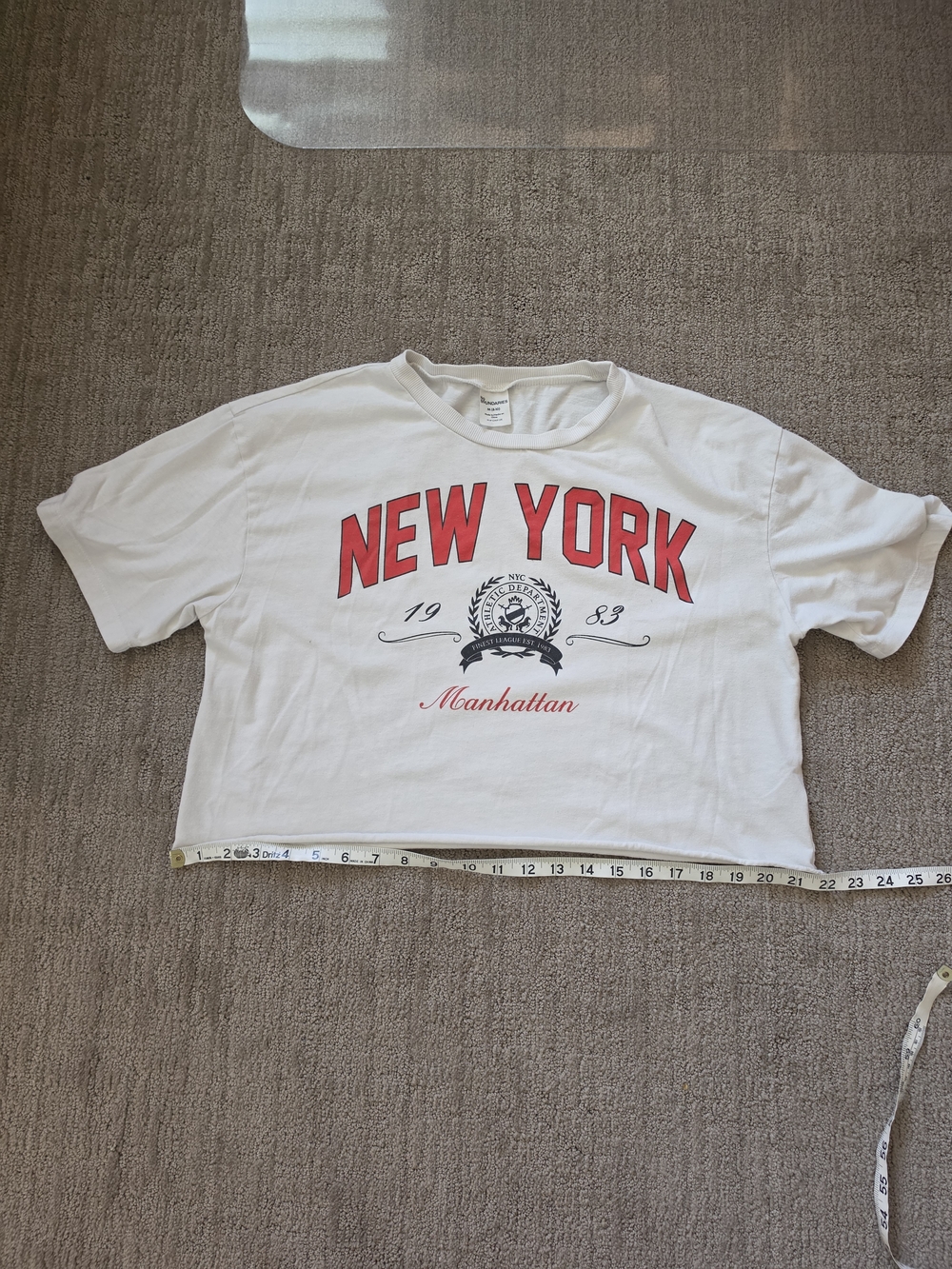 No Boundaries White Crop Tee with Red "New York" Graphic - Kids